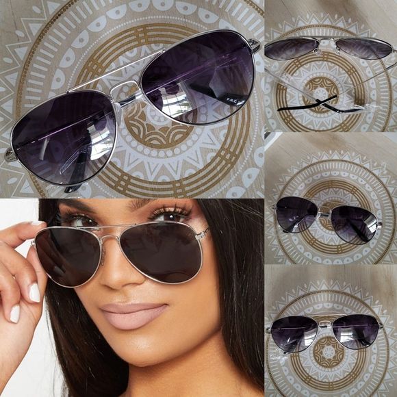 Just arrived unisex black with silver frame lens Aviators style  frame women or - Picture 2 of 4